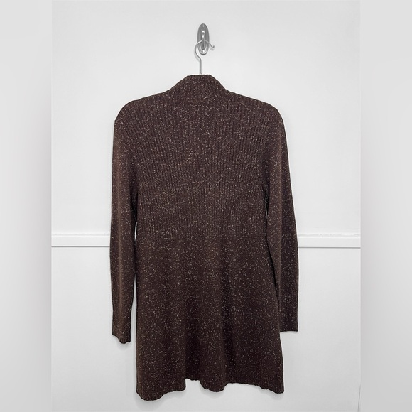 Eileen Fisher Brown Speckled Knit Wool Angora Silk Blend Duster Cardigan Sweater - Picture 7 of 10